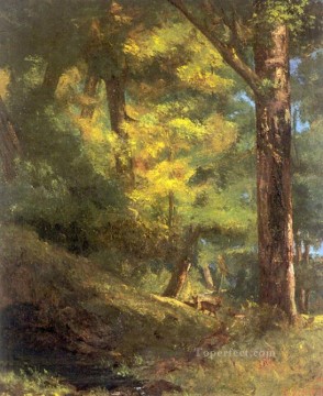  foret Pintura al %C3%B3leo - Deux Chevre Uils Dans la Foret Pintor realista Gustave Courbet